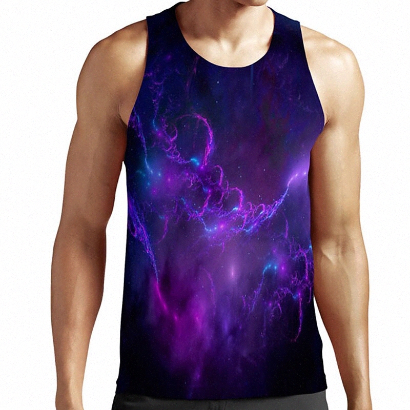 Men's Unisex Tank Top Undershirt 3D Print Galaxy Graphic Prints Plus Size Round Neck Casual Daily Print Sleeveless Tops Basic Designer Big a