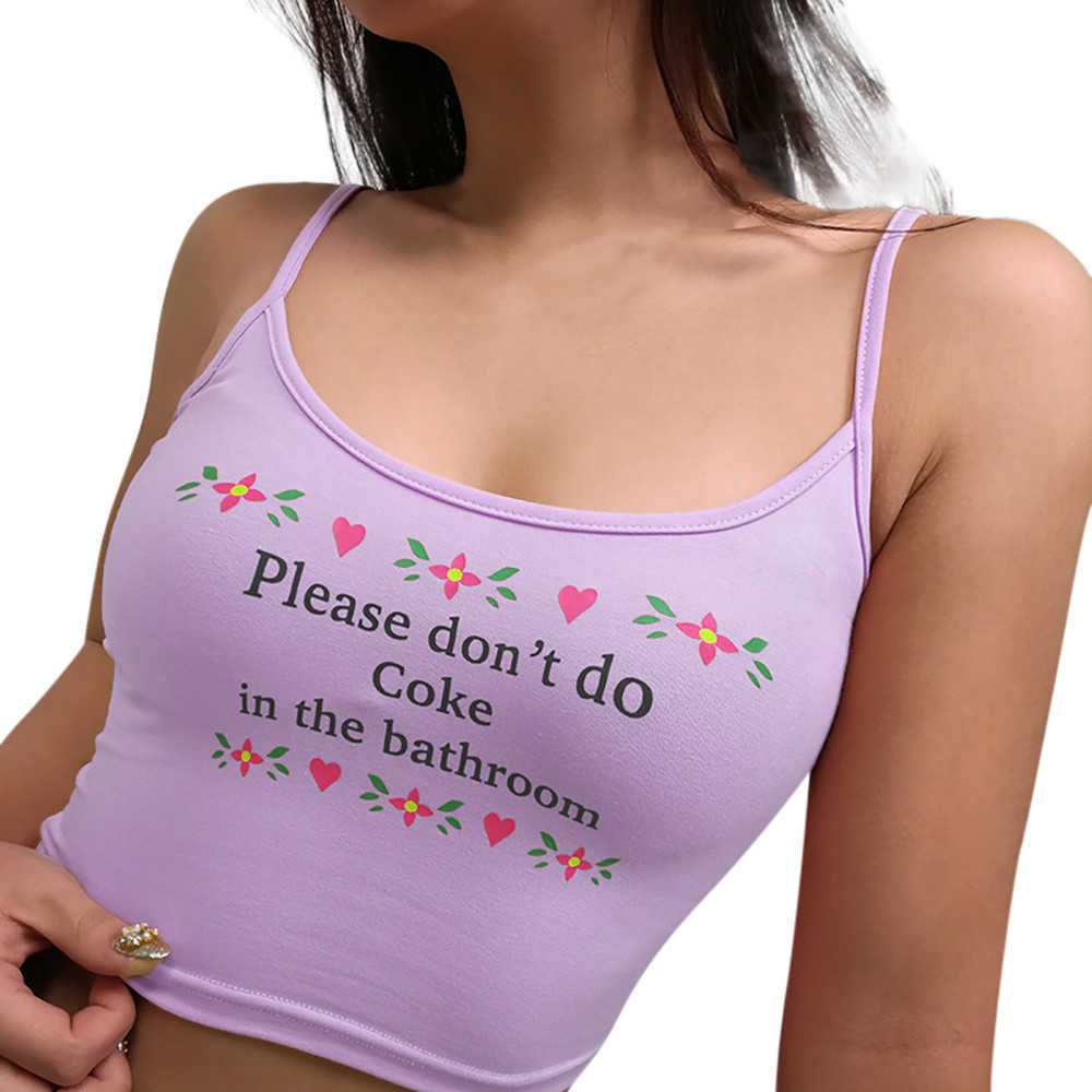 

Crop Top Women Sexy Casual Tank Please Dont Do /Coke In The Bathroom Letter Print Vest Halter Camisole Clothes Y0622, Pink