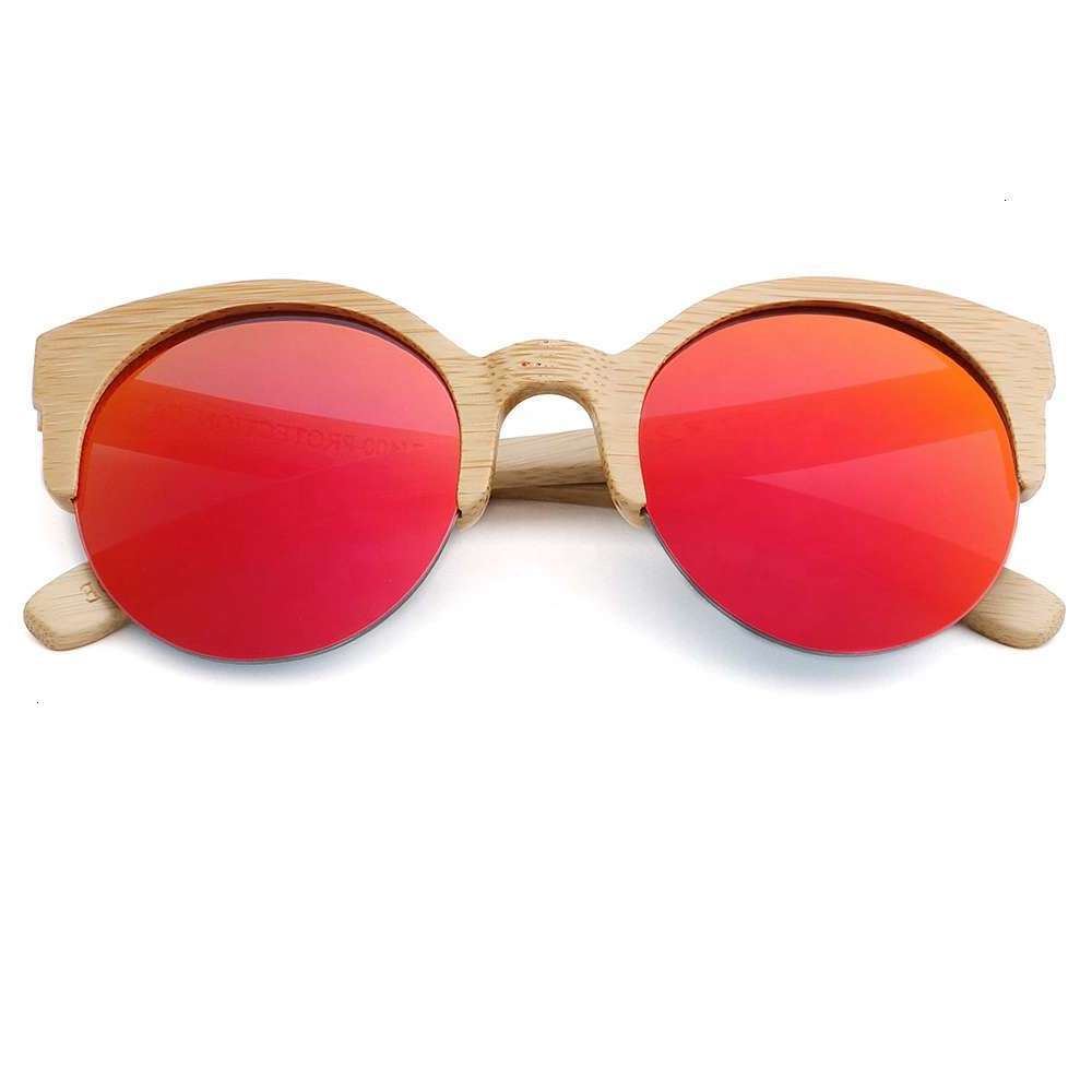 

Highend accessories bamboo half frame round polarized temple laser engraving sun glass sunglass, Black