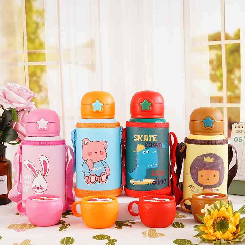 

Cartoon cute antler children's heat preservation 316 stainless steel large capacity kettle outdoor portable gift straw cup