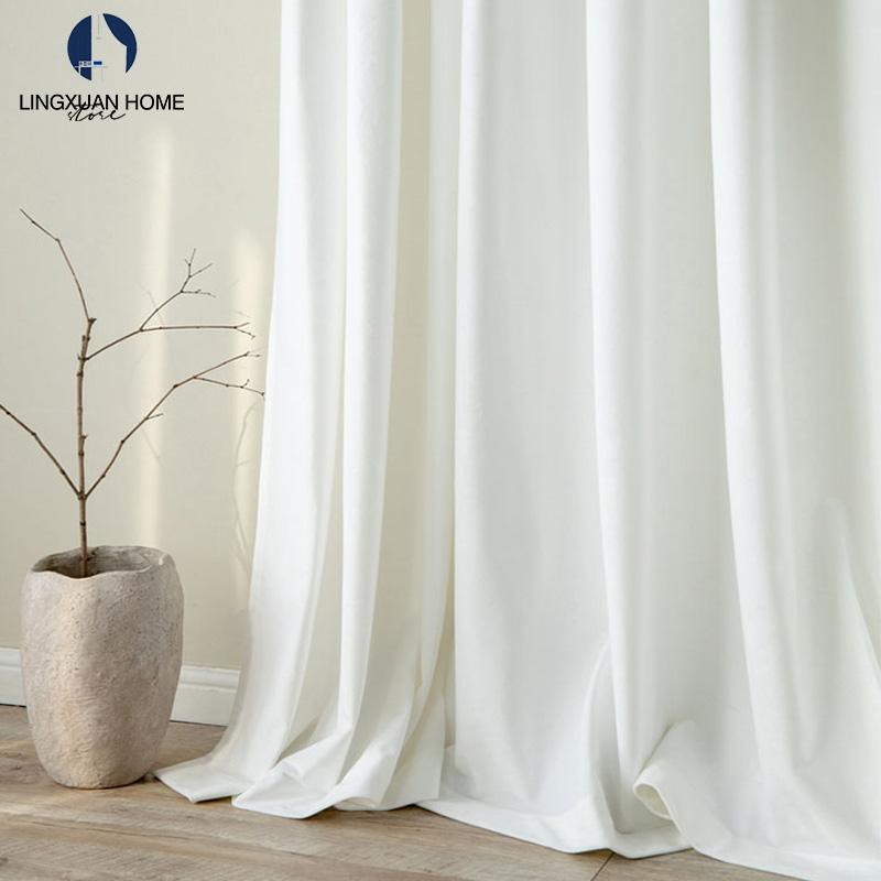 

Curtain & Drapes Luxury White Velvet Blackout Curtains For Living Room Modern Thick Window Bedroom Blinds Shading 85% Customs