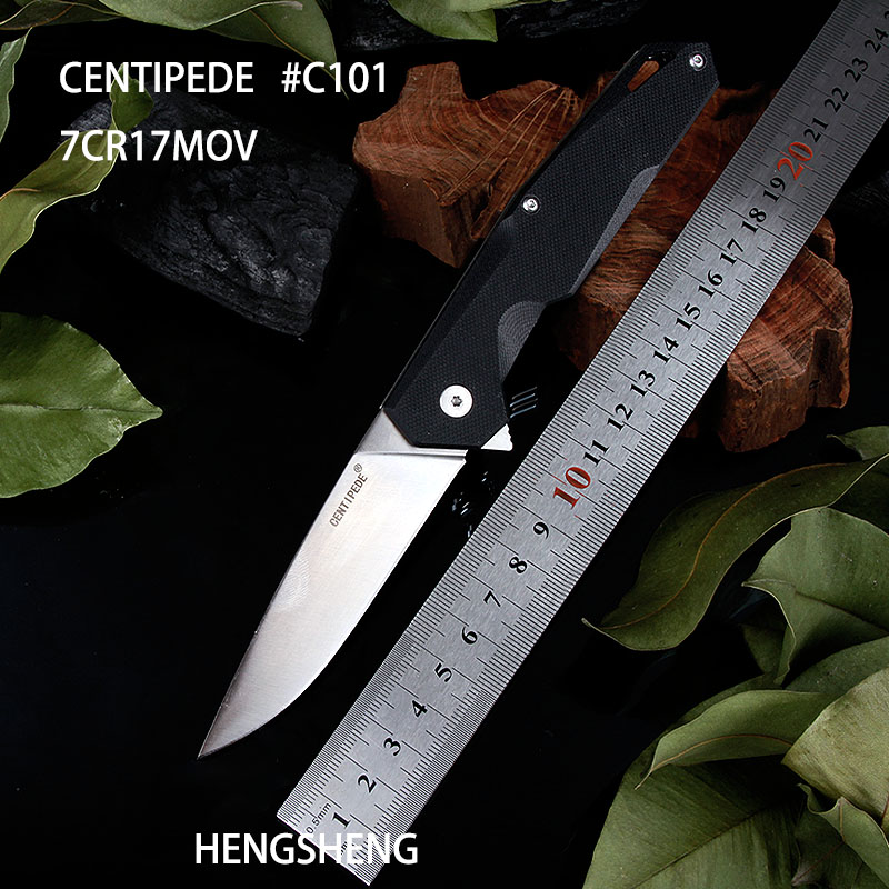 

Hand Tools Top grade centipede C101-1 KNIVES folding pocket fruit peeling knife Tactical survival camping EDC tool G10 handle 7CR17MOV blade