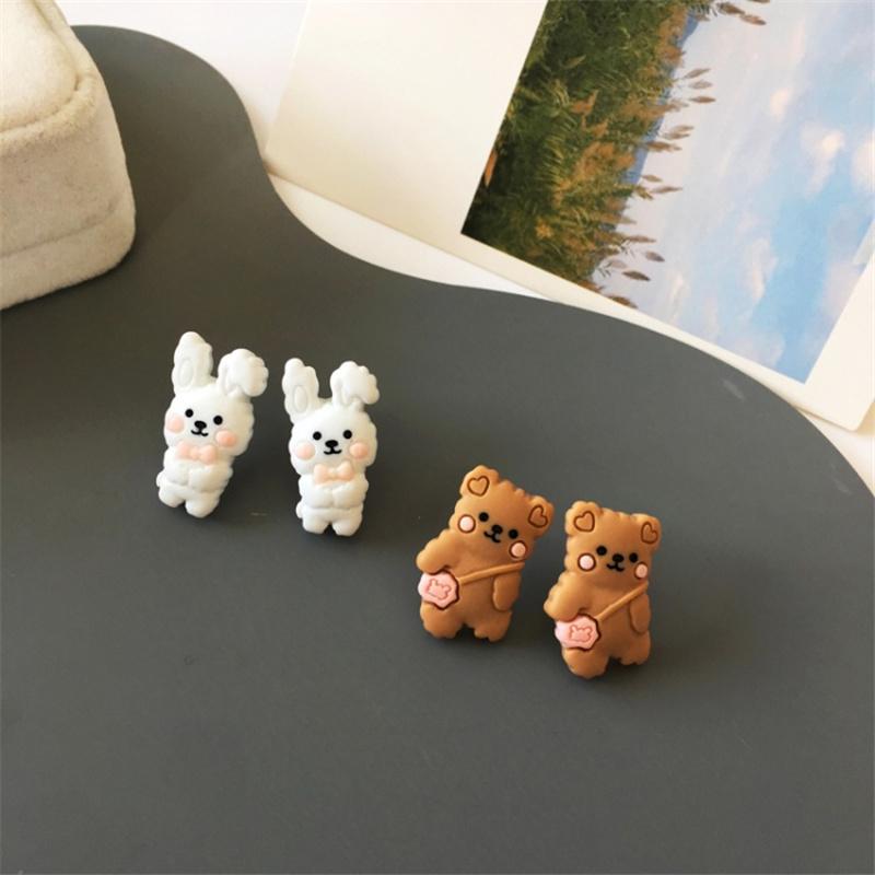 Stud 2021 Korean Cartoon Bear Small Earrings For Women Fashion Jewelry Lovely Earings Brincos-image-703372982