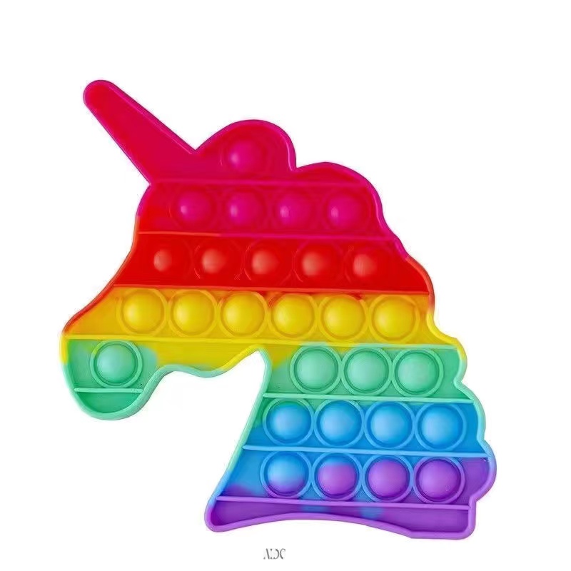

push bubble toy pop fidget sensory games silicone rainbow soft squeeze anxiety stress reliever cute colorful look unzip toy for boys kids ch