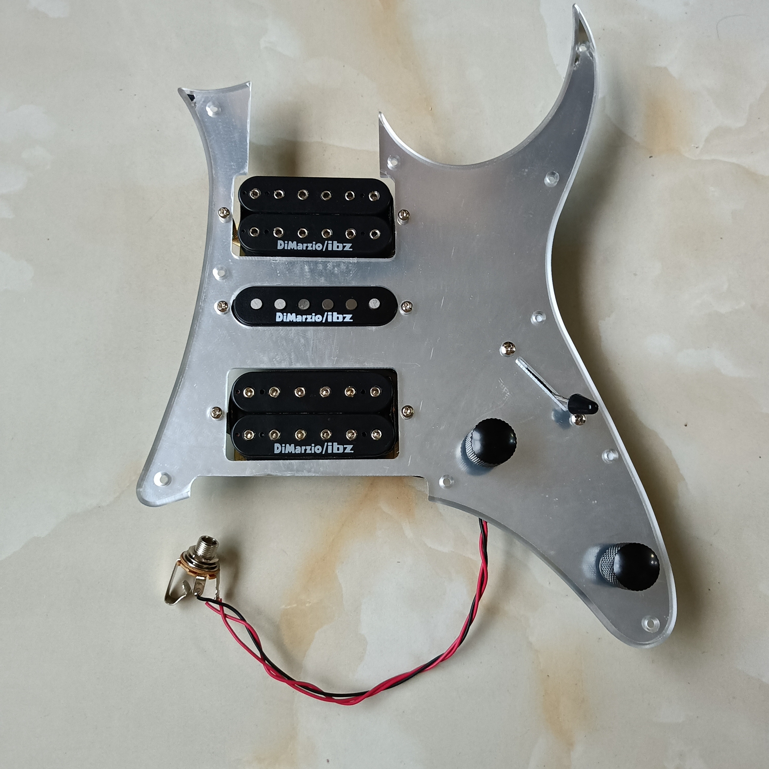 

Upgrade Prewired Dimarzio/IBZ Alnico5 Humbucker Pickups HSH Pickguard Black Welding Harness For Ibanez RG Guitar