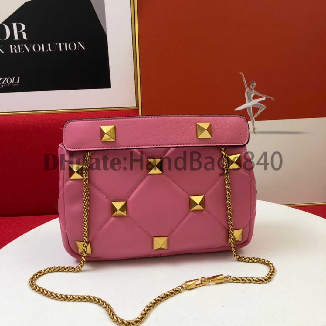 

Luxury fashion designer handbag quality leather shoulder bags golden rivet luxurious flip totes Metallic straddle chain cross-body bag, Make up the difference