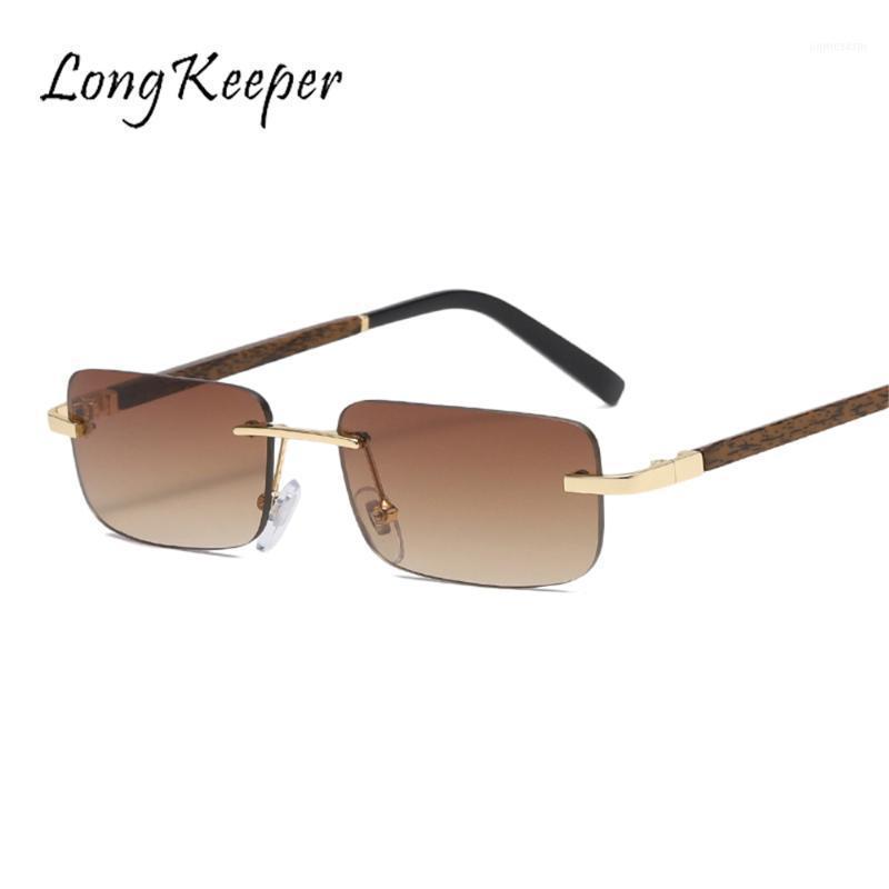 

Sunglasses LongKeeper Retro Small Rectangle Rimless Square Sun Glasses For Women Clear Ocean Lens Eyewear Gradient Shades Oculos1