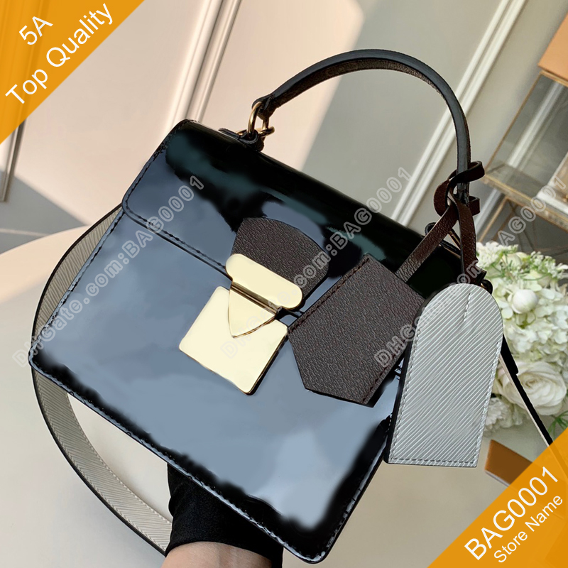 

Fashion Hand Bags Original Quality Genuine Patent Leather Fashion Fresh Shoulderbag Lady Hard hasp Pocket Crossbody With Box B108 m90375 M90505 BAG0001, Red 90505