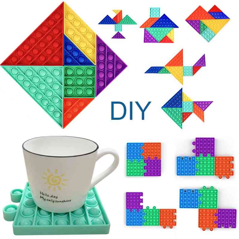 

New rodent killing pioneer Tangram splicing DIY toy I'm a master. Children's interactive desktop silicone pressing ball