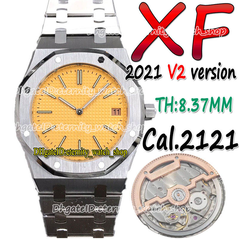 

eternity Sport Watches XF Latest V2 Upgrade Version 15202 39mm Ultra-thin THK-8.37mm Yellow Dial Cal.2121 XF2121 Automatic 15400 Mens Watch 904L Steel Case Bracelet, Box