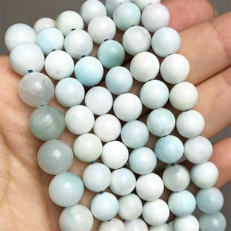 

Natural Stone Blue Larimar Loose Spacer For Jewelry 6 8 10mm Round Beads DIY Making Bracelet Earrings Accessories 15''