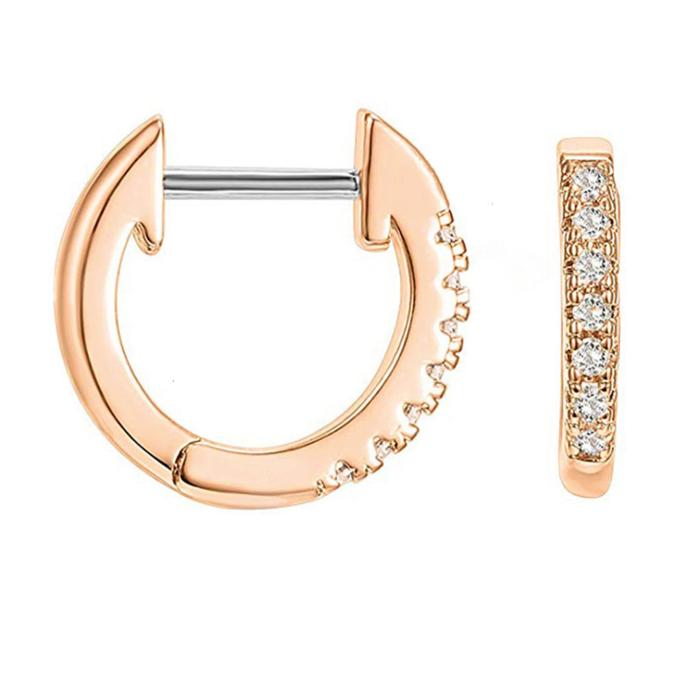 

earrings Copper inlaid Zircon Earrings allergy round fashion design simple versatile ear buckle, Golden