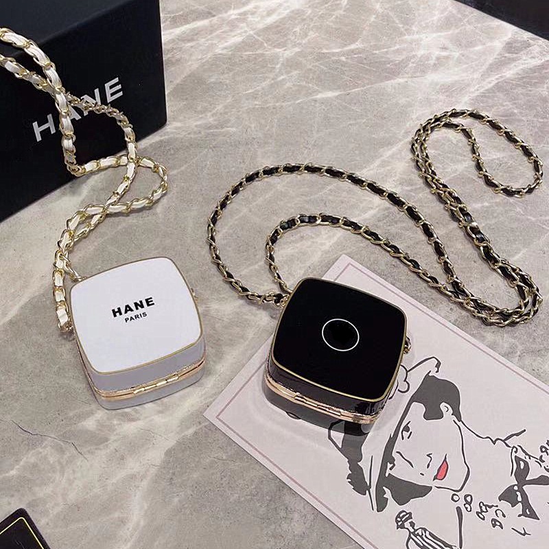 

Newest mini box lipstick chain bag acrylic cosmetic cross body shoulder bag double C letter bags with logo, White