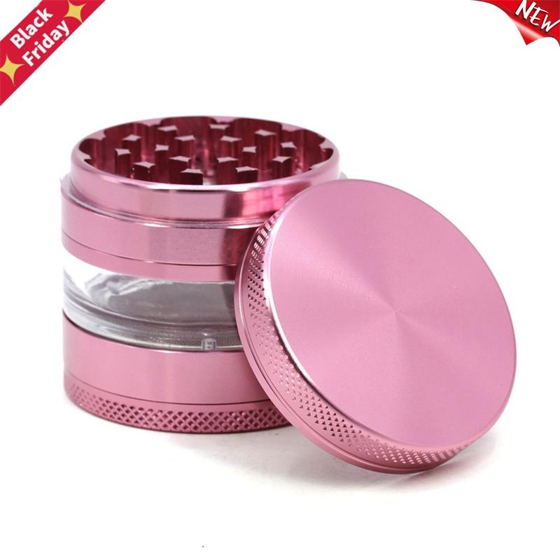 

Pink Big 63MM Aluminum Alloy Four-layer Transparent Smoke Accessories Smoking Pipes