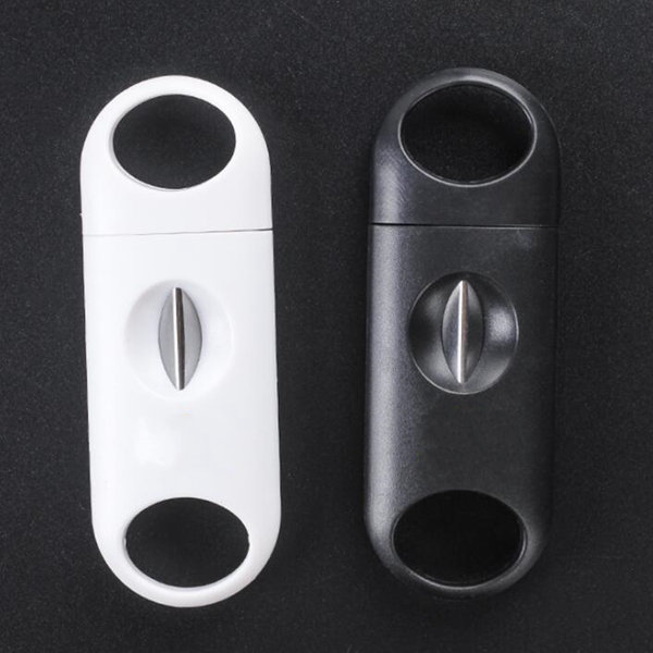 

Plastic Handle Stainless Steel V Shaped Blade Cigar Cutter Scissors V-Cut Clipper