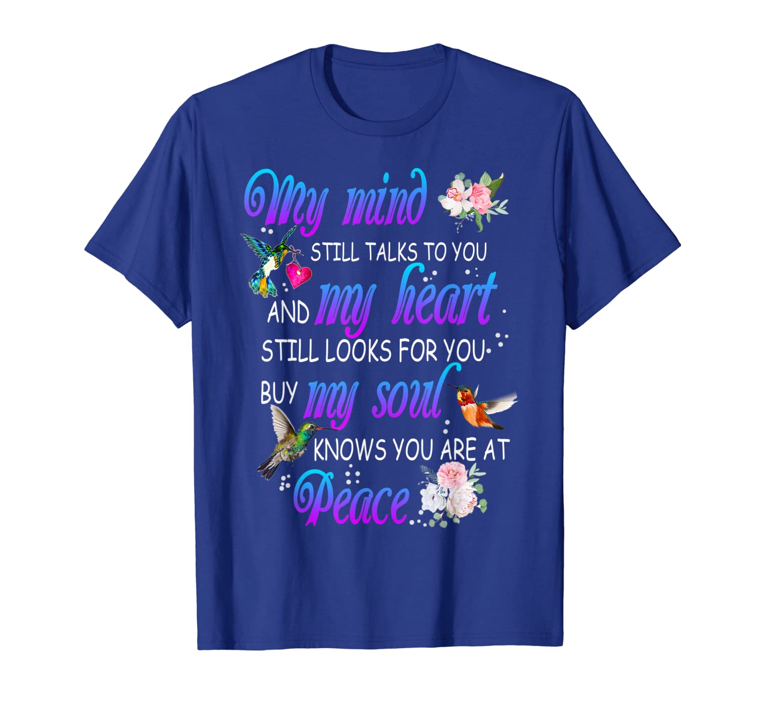 

my mind still talks to you and my heart hummingbird tshirt, White;black
