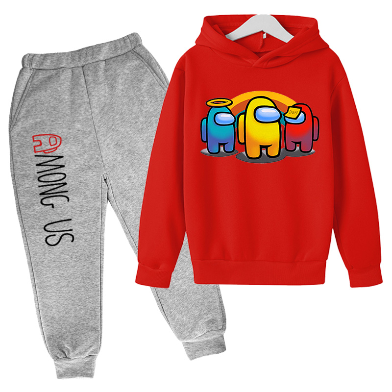 Casual autumn KIDS hooded SETS ensemble with hood + trousers unisex sports suit two-piece set among us game printed children joggers set-image-688496190
