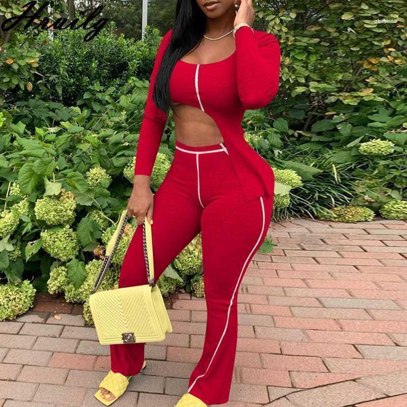 

Women Set Solid Color Crop Top&long Pants Skinny Knitted Elastic Waist Matching Sets For Hollow Out Party Club 2 Piece Set1, Gray