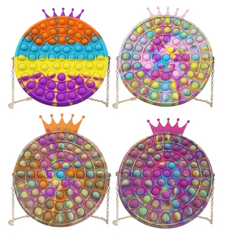 

Crown Bag Silicone Push Bubble Shoulder Bag Anti-Stress Fidget Toys Stress Reliever Anti-Stress Squeeze Handbag For Kid Adult DHL