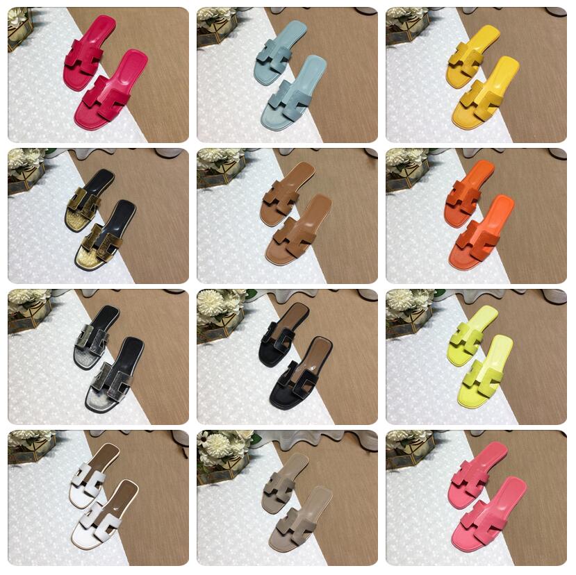 

Famous Brand Beach Slippers Classic Flat Heel Summer Designer Fashion Flops Leather Lady Slides Women Shoes Scuffs Hotel Bath Ladies Sexy Sa, Black
