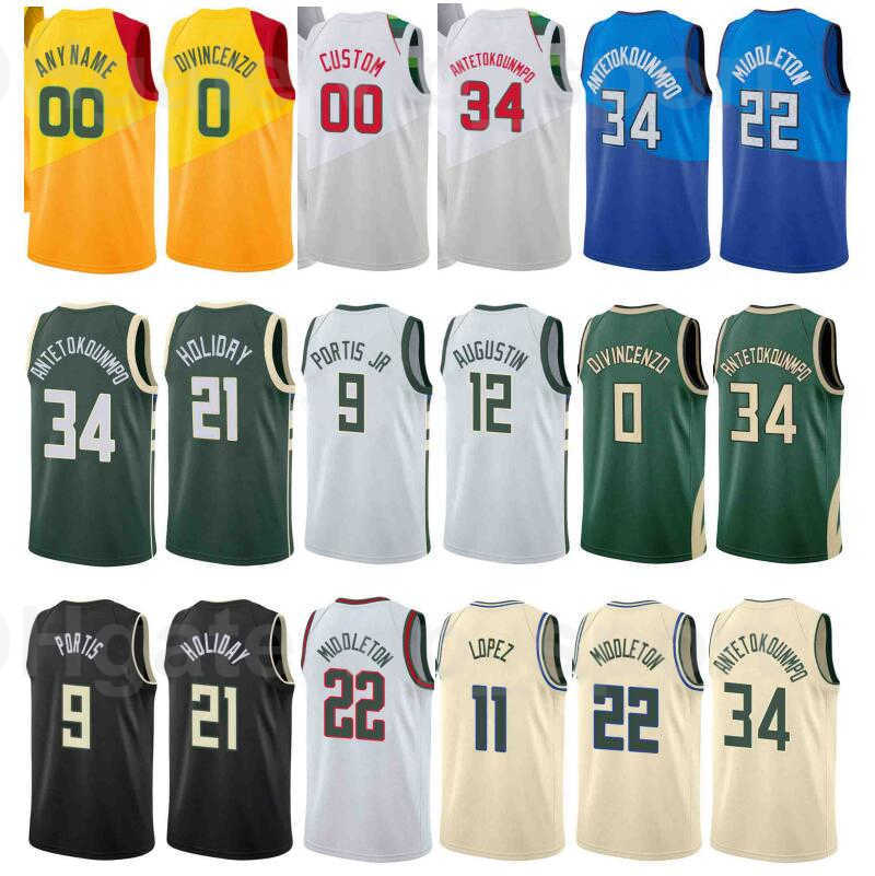 

Men Print Basketball Bryn Forbes Jersey 7 Thanasis Antetokounmpo 43 Brook Lopez 11 DJ Augustin 12 Nwora 13 City Earned Edition Black Green, Blue