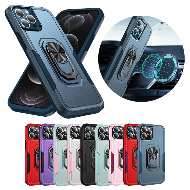 

Heavy Duty Phone Cases For Iphone 13 12 11 Pro Max Mini XSMAX XR XS X 8/7/6/SE Samsung S20 S21 S22 PC TPU Dual 2 In 1 Kickstand Magnetic Car Mount Cellphone Case, Mix colors please mark