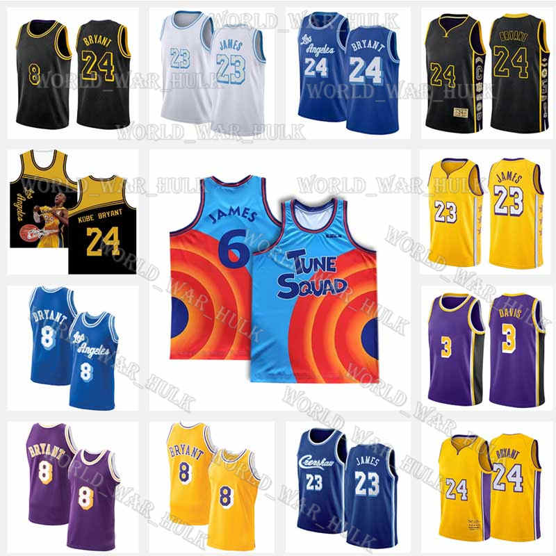

24 8 LeBron 23 James Jersey 6 Space Jam Movie Tune Squad Los Angeles Lakers Kobe Bryant Basketball Anthony 32 Davis Johnson, Blue;black