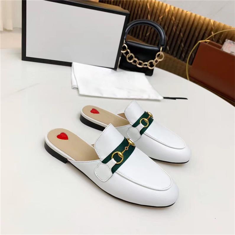 

2022 Mules Designer Slippers Women Loafers Genuine Leather Sandals Casual Shoes Princetown Metal Chain Shoe Lace Velvet Slipper size35-46, Color21