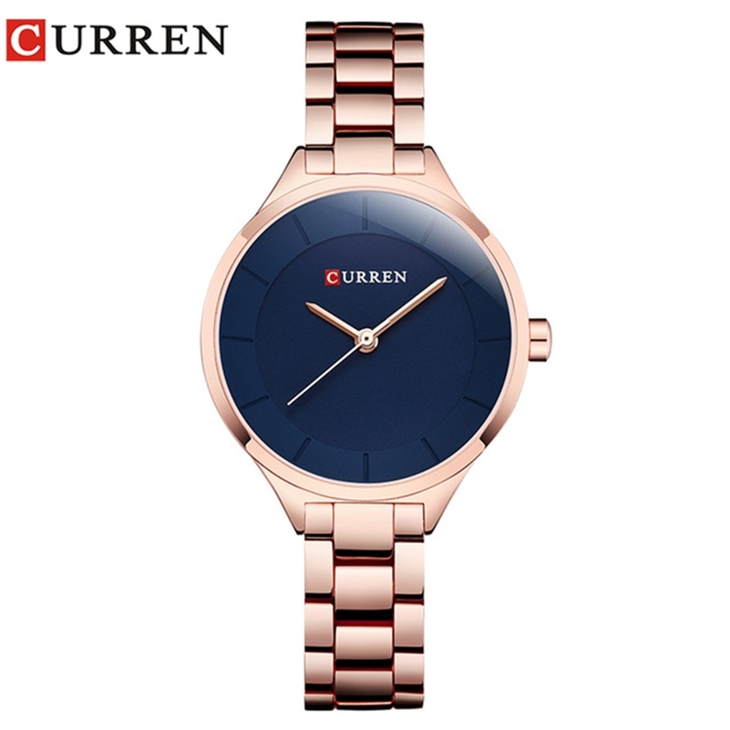 

CURREN Women Fashion Wristwatch Bracelet Quartz Watch Woman Ladies Watches Dress Analog Clock Relogio Feminino Montre Femme 210517, Rose gold blue