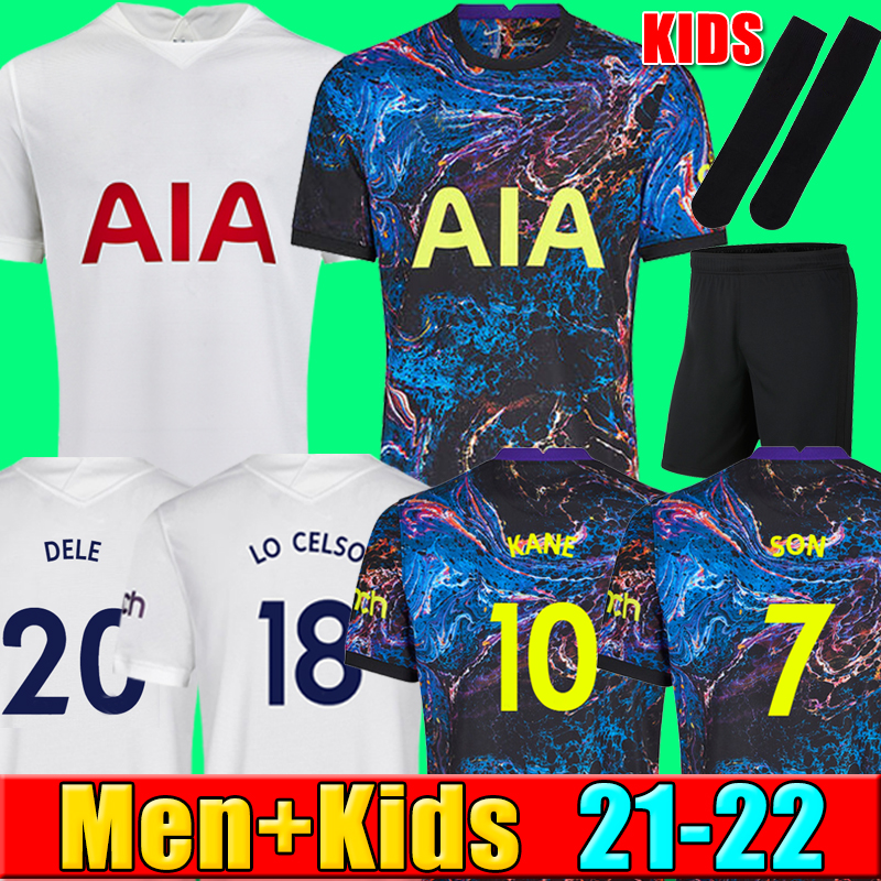 

21 22 DELE SON TOTTENHAM BALE KANE soccer jersey HOJBJERG BERGWIJN LO CELSO SPURS WINKS 2021 2022 LUCAS football shirts uniforms men + kids kit with socks, P15 20 21 home kids
