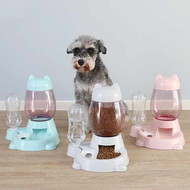 

Dog Bowls & Feeders Pet Automatic Drinking Fountain Dual-Use Food Bowl Water Bottle Cat Feeder