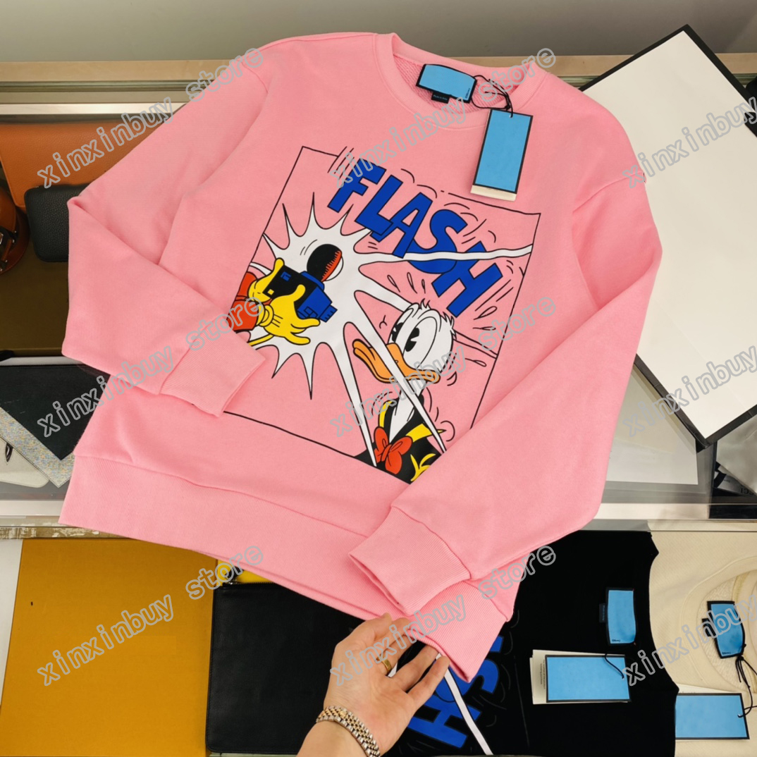 

21SS European spring and autumn latest cartoon print round neck sweater Italian celebrity men's designer high-quality classic loose cotton blended couple sweater, Black