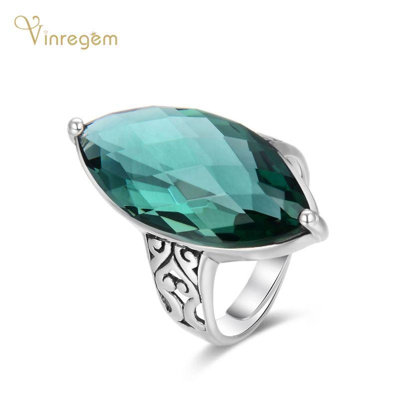 

Cluster Rings Vinregem 100% 925 Sterling Silver Marquise Cut Emerald Gemstone Wedding Engagement Vintage Luxury Ring For Women Fine Jewelry, Golden;silver