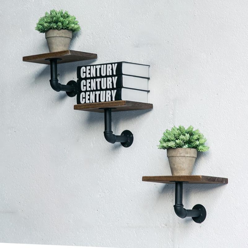 

Hooks & Rails Floating Shelves Wood Wall Mounted Shelf, Rustic Set Of 3, 15kg Weight Capability, Solid Metal Shelf For Bathroom