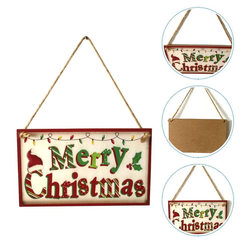 

Christmas Decorations Merry Hanging Sign Wooden Board Party Decoration For Home Cafe