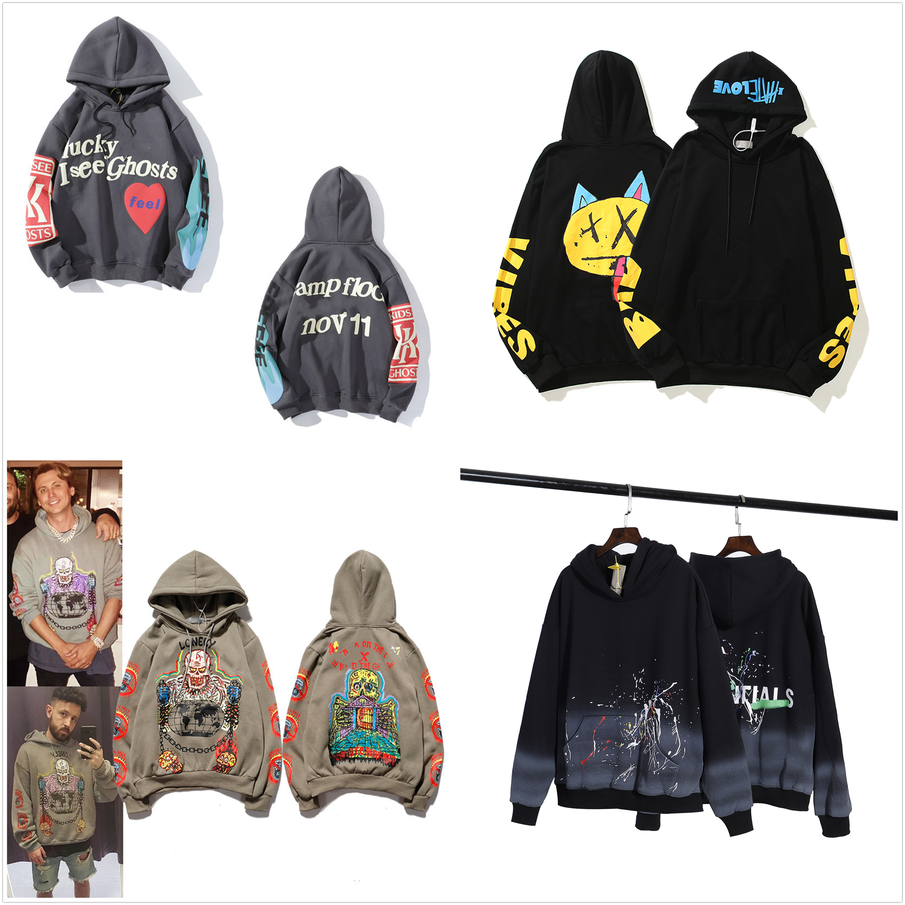 

kanye men's Hoodies high quality Sweatshirts loose ladies hoodie Jesus fashion hip-hop letter king long sleeve top jacket, Black