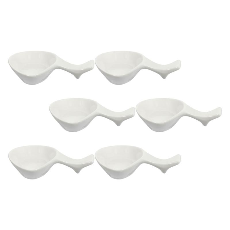 

Chopsticks 6pcs Practical Sauce Dishes Stackable Chopstick Rests With Grip Handles (White)