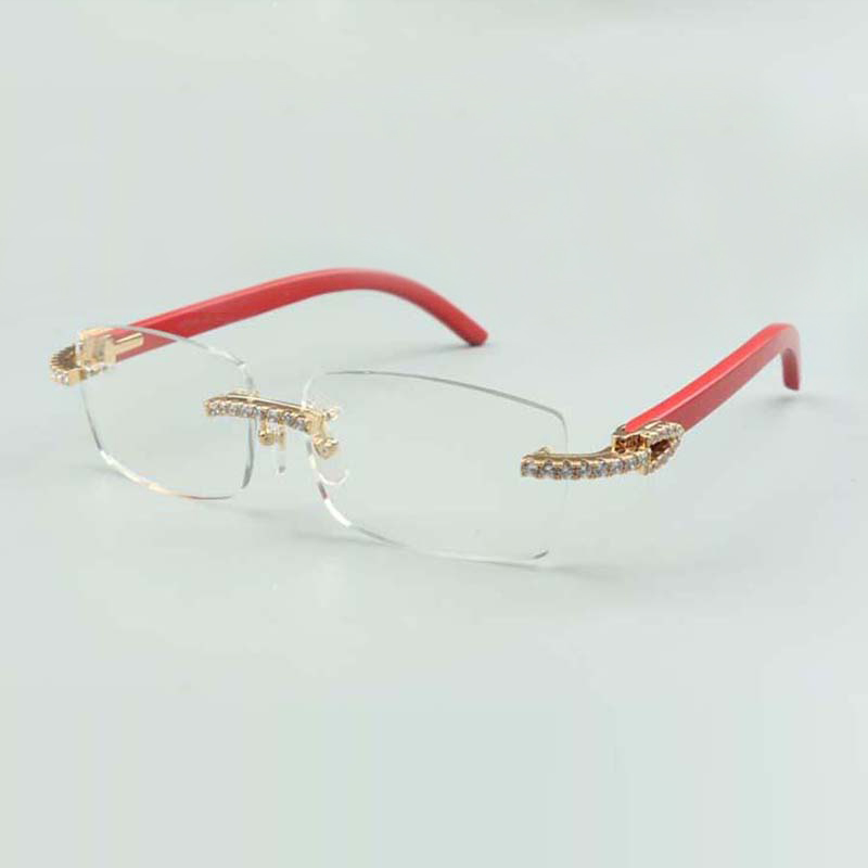

endlesses diamonds glasses frame 3524012 with natural red wooden glasses and 56mm clear lens