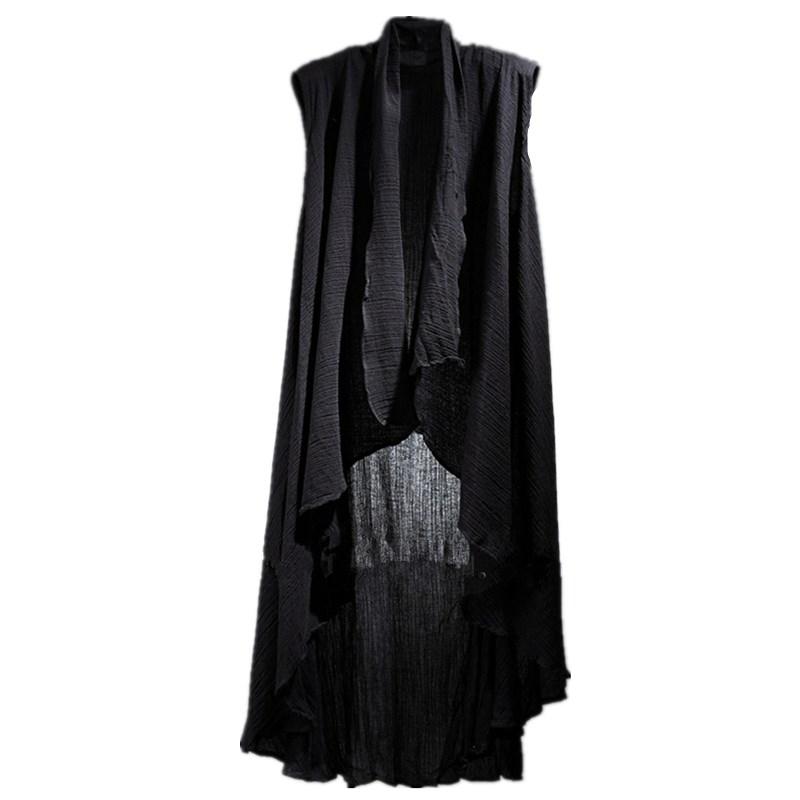 

Men's Vests Men Nightclub DJ Singer Hip Hop Punk Rock Long Vest Linen Cape Mens Sleeveless Cloak Jacket Gothic Style Black Colete Masculino, Black;white