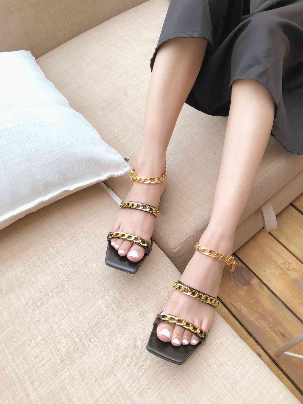

sandals withered ins fashions blogger of vintage metal....party sandals women shoes will see high heels tqcf, Black
