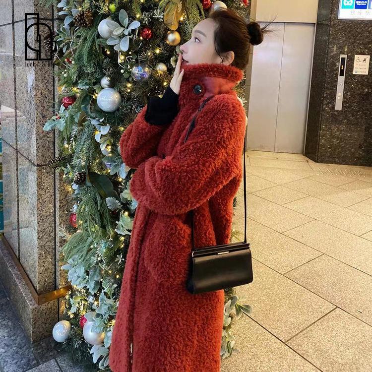 

Women's Fur & Faux Women 2021 Autumn Winter Fashion Coat Female Natural Lambswool Outerwear Ladies Loose Casual Warm Overcoat, Black
