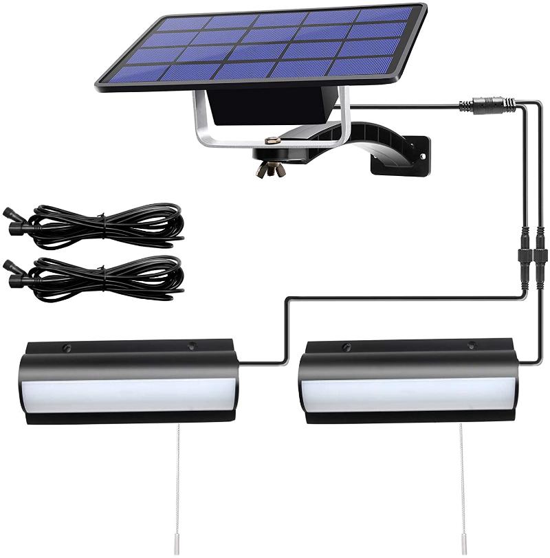 

Dual Head Solar Light Drawstring Garden Wall Outdoor Street Lamp Waterproof Split LED Bulb With Pull Cord Lamps