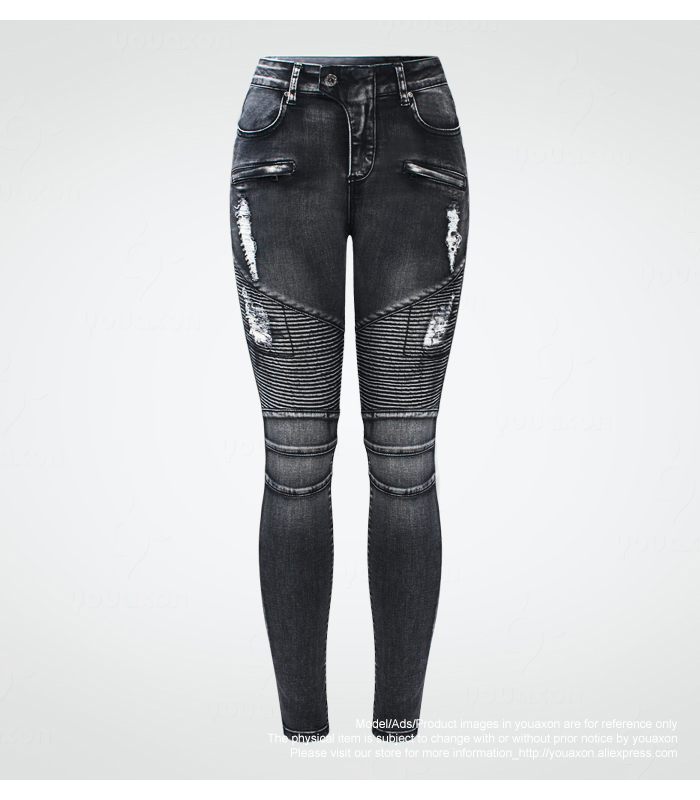 

women's jeans 2168 black motorcycle biker zip womens mid high waist stretch denim skinny pants motor for women, Blue