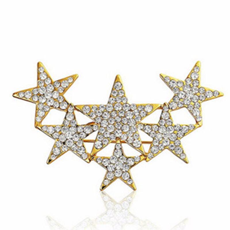 

Pins, Brooches Exquisite Gold Silver Crystal Rhinestone Star Brooch Pin Channel
