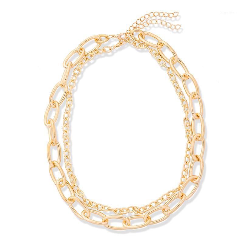 

2PCS/SET Layered Chain Necklace Neck Chains Linked Choker Jewelry For Women Punk Hip Hop Clavicle Collar Accessory Gift