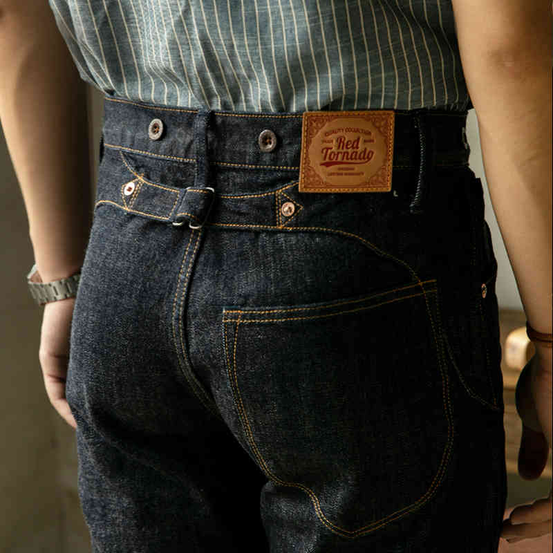 

Fbc-0001 Red Tornado Read Description! 14oz Indigo Selvage Pants One Washed Sanforized Thick Raw Denim Buckle Jean, Beige