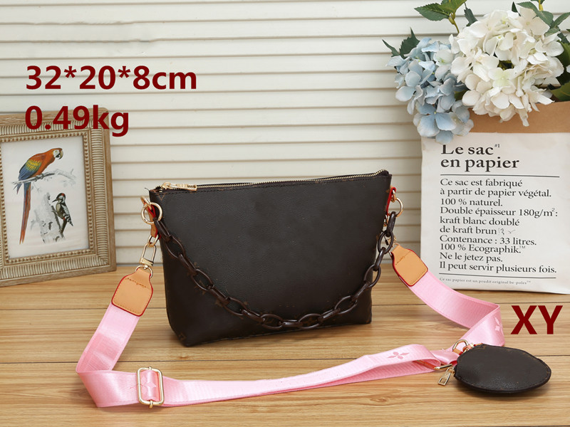

YQ Luxury 2-piece set Fashion Pochettes Should Bag PU Leather Tote Purse Crossbody Wallet Small Chain Purse Designer Women bags Cosmetic, Green