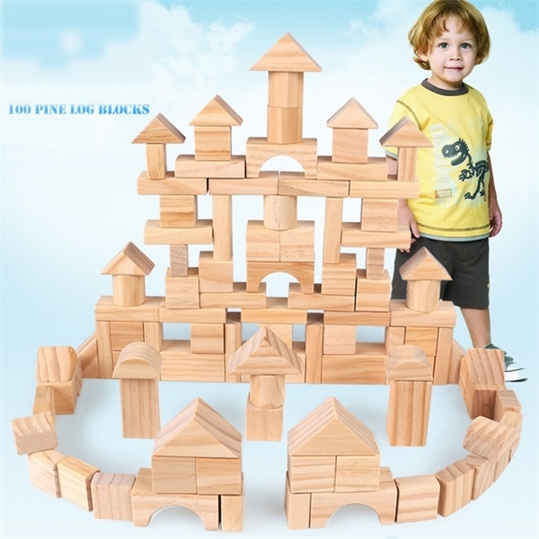 Dropship 100pcs Wooden Bbay Montessori Educational Toy Cube Game For Kids Geometric Assembling Building Blocks Pine Wood 1020-image-686494881