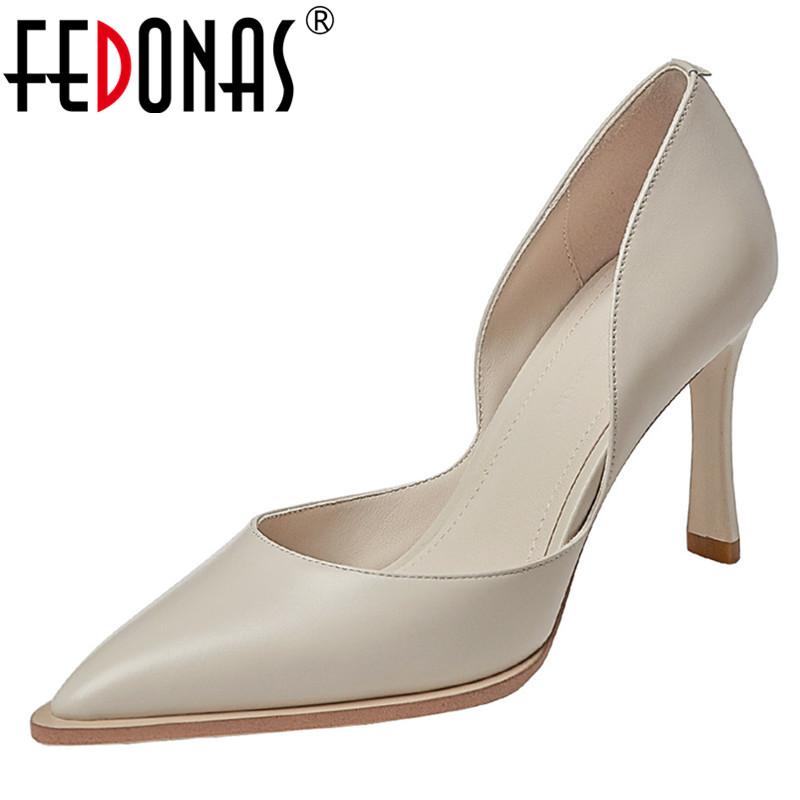 

Dress Shoes FEDONAS Pointed Toe Woman Shallow Fashion Est Genuine Leather High Heels Pumps For Women Wedding Party Women's, Black