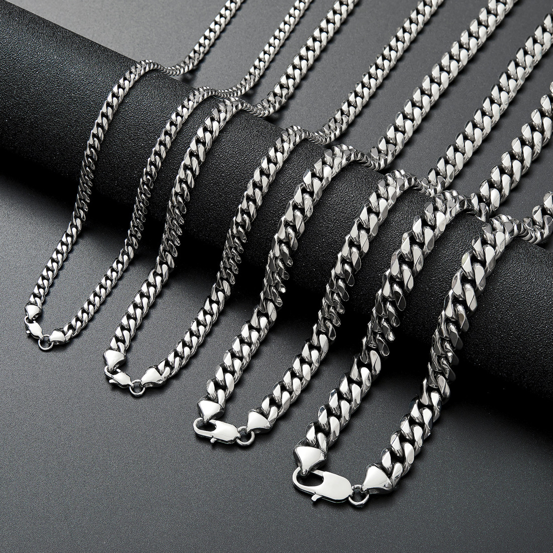 

Stainless Steel Cuban Link Chain Necklace Silver Mens Necklaces Hip Hop Jewelry 6/8/10/12mm